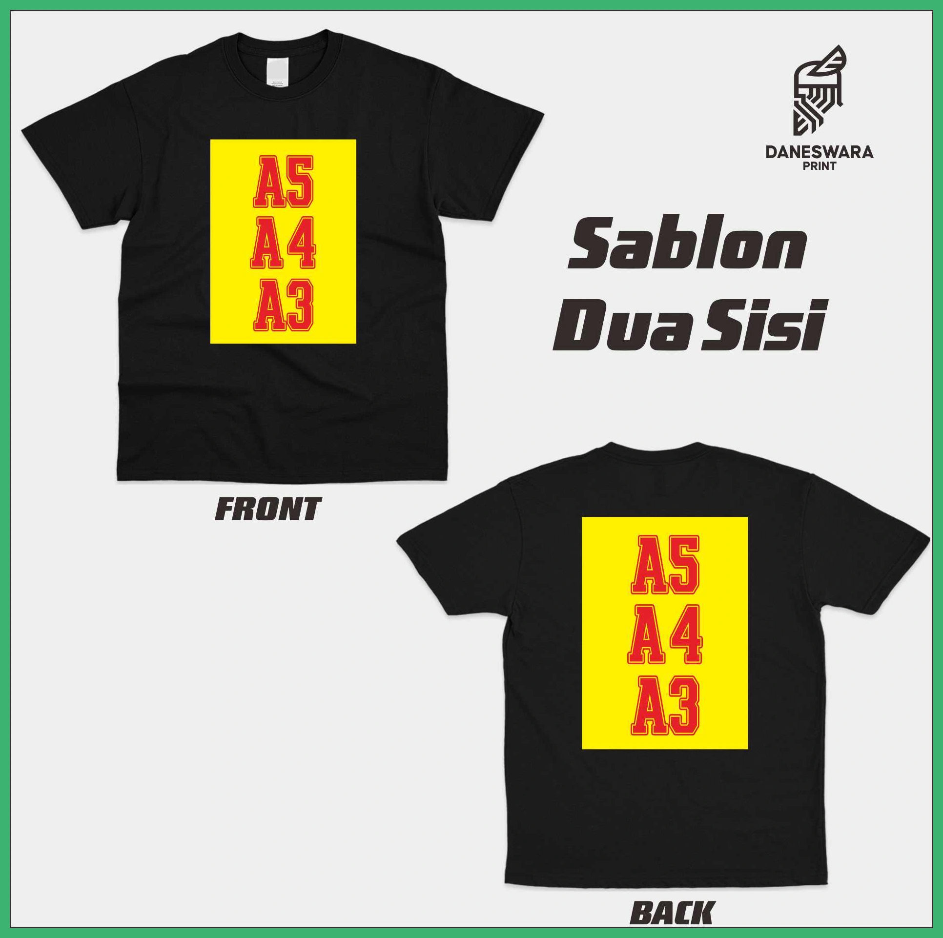 Kaos custom sablon dua sisi depan belakang